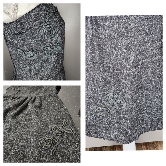 ANIINA Gray/White Tweed Sleeveless Mini Dress. Size: Large - Picture 9 of 10